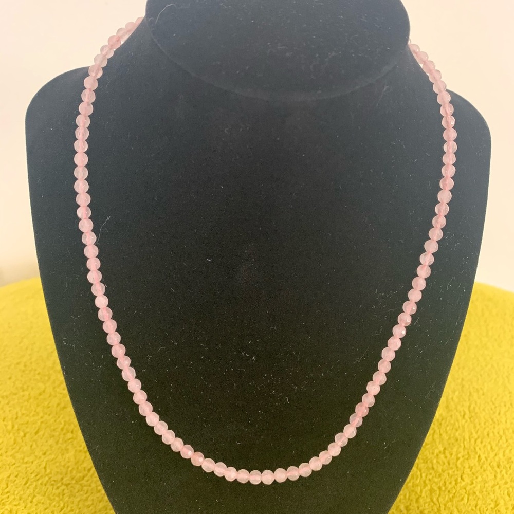 Natural faceted pink opal necklace